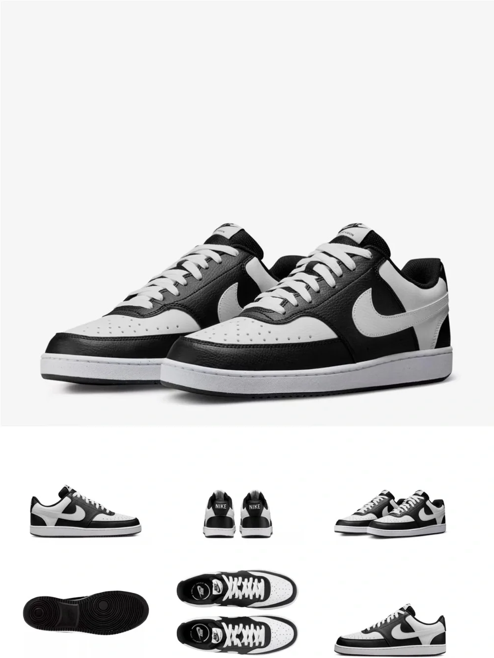 Nike Men’s Black and White Low-Top Sneakers - Classic Swoosh court Low